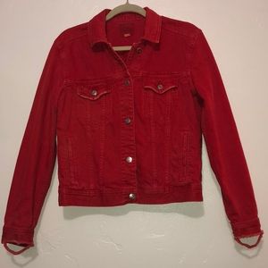 AEO red jean jacket